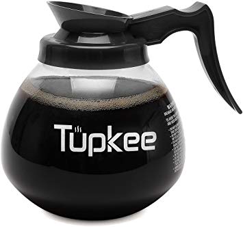 Tupkee Commercial Coffee Pot Replacement - SHATTER-RESISTANT Restaurant Glass Decanter Carafe - 64 oz 12 Cup, Black Handle/Regular, Compatible with Wilbur Curtis, Bloomfield, Bunn Coffee Pot