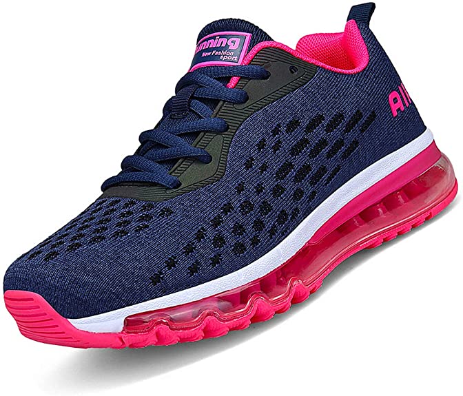 Women Men Running Shoes Sports Trainers Air Cushion Shock Absorbing Casual Walking Gym Jogging Fitness Athletic Sneakers