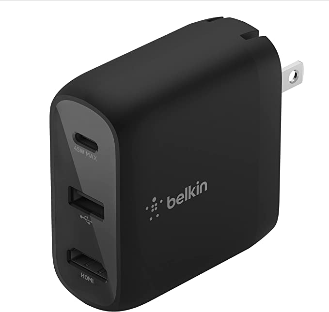 Belkin 45W PD Charger and Dock Compatible with Nintendo Switch, Portable Compact Docking Station for Travel with Power Delivery Charging, HDMI Adapter for 4K USB Type C Screen Projection TV or Monitor