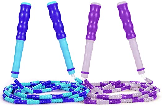 Supertrip Jump Rope Kids-Soft Beaded Skipping Rope Adjustable Tangle-Free Segmented Jumping Rope for Children and Students