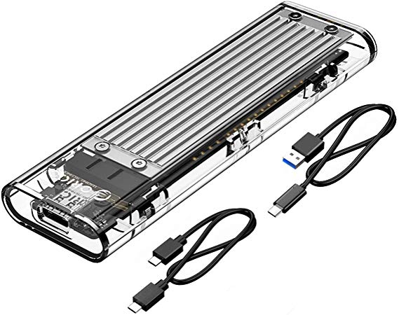 ORICO Transparent NVMe M.2 Enclosure Tool-Free USB3.1 Type-C Gen2 10Gbps to M.2 SSD Enclosure for Intel 660p/Samsung 970 EVO/Samsung970 Pro 2230/2242/2260/2280 PCIe NVMe M-Key SSD up to 2TB - Silver