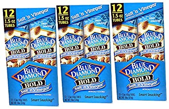 Blue Diamond Bold Almonds Salt 'N Vinegar (Box of 36 / 1.5-ounce Tube Size Bags)