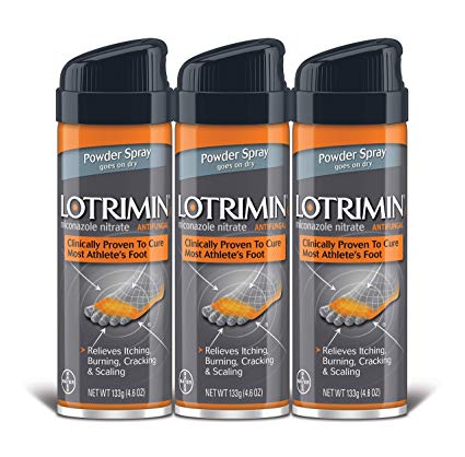 Lotrimin AF Athlete's Foot Powder Spray, Miconazole Nitrate 2%, Clinically Proven Effective Antifungal Treatment of Most AF, Jock Itch and Ringworm, 4.6 Ounce Spray Can (Pack of 3)