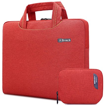 Brinch Universal Fabric Portable Anti-Tear 14 - 14.4 Inch Laptop Sleeve Case for Apple Macbook / Chromebook / Acer / Asus /Dell/Fujitsu/Lenovo/HP/Samsung/ Sony/Toshiba with Accessory Bag, Red