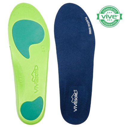 Full Length Orthotics by VIVEsole - Plantar Series - Insoles with Arch Support Heel and Forefoot Cushions for Plantar Fasciitis - 120 Day Guarantee Large