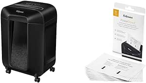 Fellowes LX85 12-Sheet, P4 Cross-Cut Home Office Paper Shredder with SafeSense & Powershred Performance Paper Shredder Lubricant Sheets with Paper Shredder Oil Lubricant