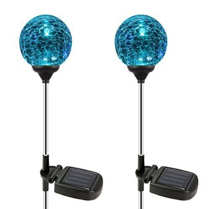 Esky SL75 Crystal Glass Globe Color Changing LED Solar Lights/ Christmas Light Decoration, Garden Decor for Indoor Outdoor Lawn Yard Patio (2 Pack)