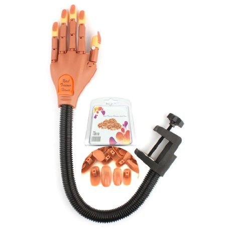 Beauticom USA Flexible Manicure Nail Trainer Hand with 100 pcs Hand Nail Tips (Hand   100 pcs Nail Tips)