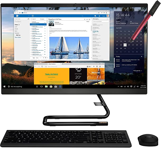 Lenovo IdeaCentre A340 24 AIO 23.8" FHD Touchscreen Business Desktop Computer, Intel Hexa-Core i5-9400T (Beats i7-6700), 32GB DDR4 RAM, 2TB PCIe SSD, DVDRW, Windows 10 Pro, BROAGE 64GB Flash Stylus