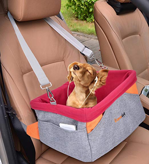 Legendog Dog Car Seat, Pet Booster Portable Travel Pet Car Seat Carrier for Dogs & Cats, Waterproof Pet Booster Carrier with Cushion & Adjustable Strap
