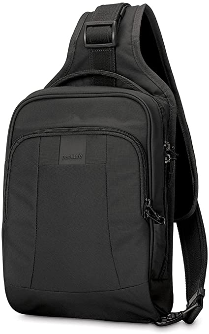 Pacsafe Metrosafe LS150 7 Liter Anti Theft Sling Backpack - Fits 7 inch Tablet with RFID Blocking Pocket and Lockable Zippers for Women & Men (Black)