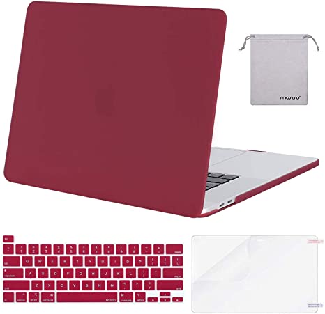 MOSISO MacBook Pro 16 inch Case 2019 Release A2141 with Touch Bar & Touch ID, Plastic Hard Shell Case & Keyboard Cover & Screen Protector & Storage Bag Compatible with MacBook Pro 16, Wine Red