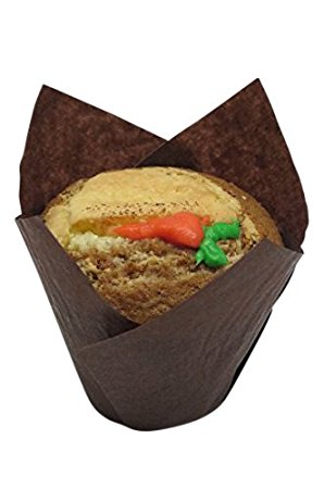 Decony Brown Tulip Cupcake Liners Baking cups Great for large cupcakes and muffins - Appx. 100 Ct. 2 3/4-4