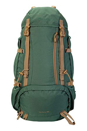 Mountain Warehouse Ventura 40L Rucksack - Airflow Back Daypack, Water Pack, Hydration Pack, Compression Straps Backpack, Hip Strap Daysack – Travelling, Festivals