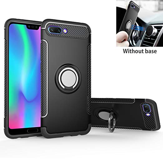 Xiaomi Mi A2 / 6X Case, Rotating Ring Mingwei [ 360 ° Kickstand] Carbon Fiber [Dual Shockproof] Protection Cover Compatible with [Magnetic Car Mount] for Xiaomi Mi A2 (Black, Mi A2)