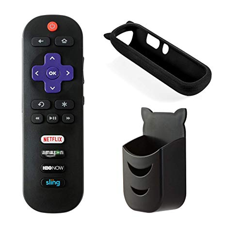 Remote Control Compatible TCL ROKU TV 55S405 40S3800 50UP120 65S401 32S301 32S850 32S3700 32S3750 43FP110 43UP120 48FS3700 48FS3750 50FS3850 50UP120 28S3750 32FS3700 32S850 (Black Holder)