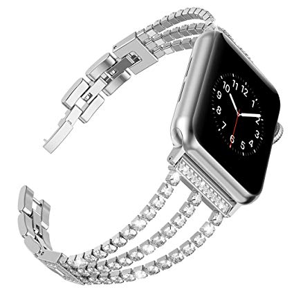 Wearlizer Diamond Chain Band Compatible with Apple Watch Band 38mm/42mm Series 3/2/1 40mm/44mm Series 4, Metal iWatch Bands Wristbands Cuff Accessories Bracelet for Apple Watch Straps Series 4 3 2 1