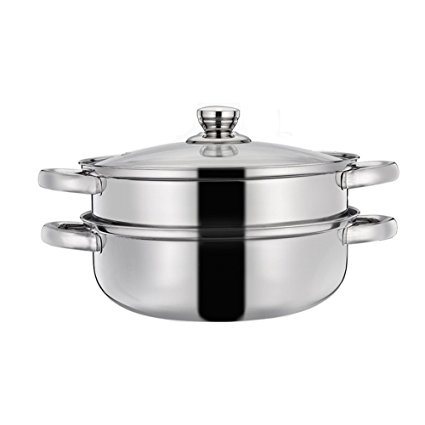 Yafeco Double Layers Stainless Steel Stack and Steam Pot Set - and Lid,Steamer Saucepot double boiler