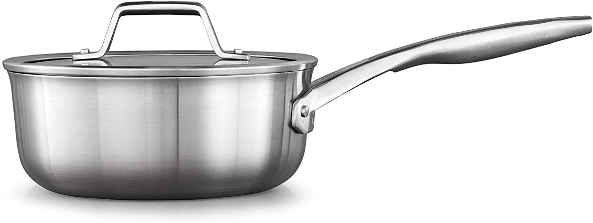 Calphalon 2029639 Premier Stainless Steel 2.5-Quart Saucepan with Cover, Silver