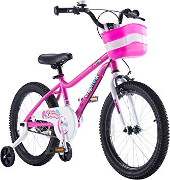 Chipmunk RoyalBaby MK Sports Kids Bike for Girls and Boys, Training Wheels for 12”14”16”18”, Kickstands for 16”18”, Blue and Pink