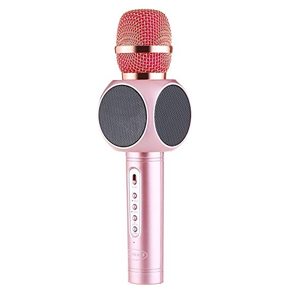 Wireless Microphone Karaoke, Amicool Portable Handheld Karaoke Machine for Kids Adult Player Speaker Birthday Gift Party iPhone Android Smartphone PC Home KTV Party Muisc Playing Singing (Rose Gold)