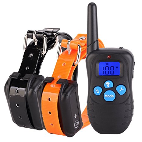 PetAZ Electric Dog Training Collar With Remote Rechargeable & Waterproof LCD Screen 330 Yard Beep/Vibration/Shock For Small, Medium, Large Pets&Dogs