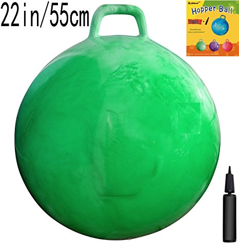 Space Hopper Ball with Air Pump: 22in/55cm Diameter for Ages 10-12, Hop Ball, Kangaroo Bouncer, Hoppity Hop, Jumping Ball, Sit & Bounce