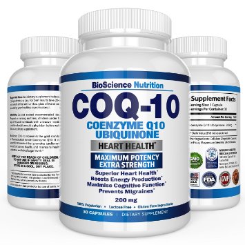 #1 High Efficiency COQ10 Ubiquinone Coenzyme Q10 - 200mg Maximum Strength Supplement - High Absorption Capsules - Healthy Heart, Improve Blood Pressure, Relieve Chest Pain, Super Antioxidant | USA