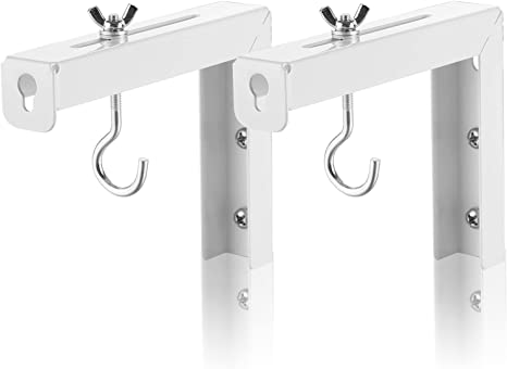 Suptek Universal Projector Screen Wall Mount L-Brackets Wall Hanging Mount 6 inch Adjustable Extension Mounting Hooks for Projection Screen up to 66 lbs, 30 kg Capacity Each, PRL001, White (1 Pair)