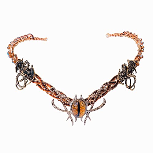 Autumn Dragons Eye Celtic Weave Circlet Crown in Amber and Gold Cosplay Headdress for Men or Women