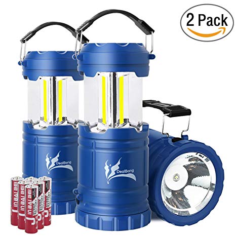 DealBang Advanced COB Camping Lantern with LED Flashlight, Lightweight & Ultra Bright with 300 Lumens, Great for Hurricanes, Power Outage, Emergency, Battery Powered Collapsible Portable Kid’Lights