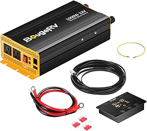 BougeRV Upgrade 1000W Pure Sine Wave Inverter, Convert DC 12V to AC 110V, Fully 1000W Output, Built-in Bluetooth for BougeRV APP, Wired Remote Controller, Off-Grid Solar Power System, RV, Backup Power