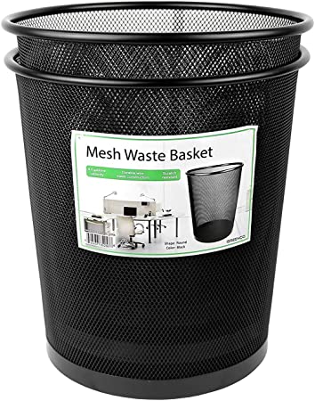 Greenco, Black Mesh Trash Can Wastebaskets,Round, 4.5 Gallon, 2 Pack