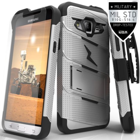 Galaxy Amp Prime J3 Galaxy Express Prime Case, Zizo® Bolt Cover FREE [Tempered Glass Screen Protector] [Military Grade] Case Kickstand Belt Clip