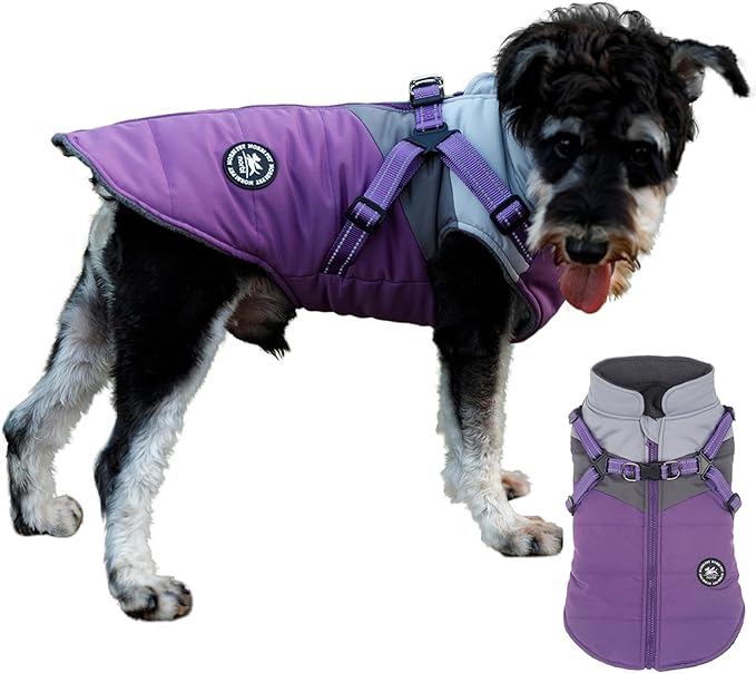 Norbi Dog Winter Coat, Dog Jacket Small Dog Coat with Harness Puppy Winter Jacket 2 in 1 Dog Coat