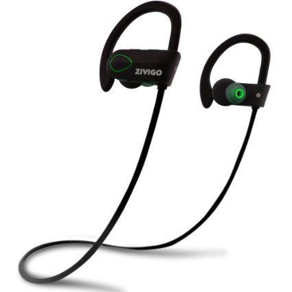 Bluetooth Headphones By Zivigo Wireless Earbuds - Sweat-proof IPX7 Waterproof Headphones with Noise Cancellation Technology Microphone and Voice Prompts compatible iphone and android