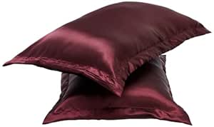 Amazon Brand - Solimo Satin Silk Solid Pillow Cover (Brownstone, 2 Piece), 68x43 Cm, 150 TC