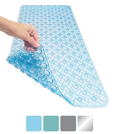 The Original GORILLA GRIP (TM) Bath Tub and Shower Mat, Many Colors, Antibacterial, BPA, Phthalate & Latex Free, Machine Washable, Extra-Large Size (Blue: Weave 35-Inch-by-16-Inch)