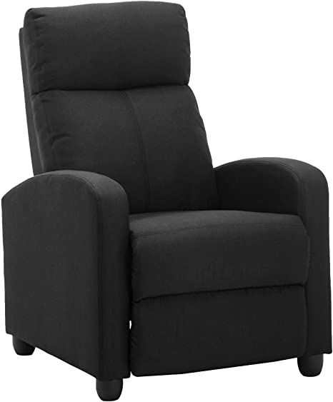 LSSBOUGHT Fabric Recliner Chair Adjustable Home Theater Single Recliner Sofa with Thick Seat Cushion and Backrest Modern Living Room Recliners, Black
