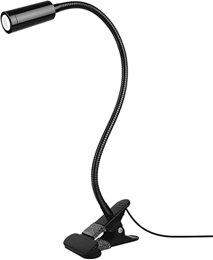 Qooltek Clip Desk Lamp with 3 Color Modes and 10 Brightness Dimmer Auto-Off &Memory Function Eye Protection Night Light for Reading,Studying,Bed Headboard,Task Lighting Black