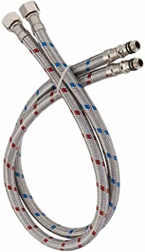 Era 32-Inch Bathroom Kitchen Faucet Connector Braided Stainless Steel Supply Hose 3/8-Inch Female Compression Thread x M10 Male Connector US Standard x 2 Pcs (1 Pair)