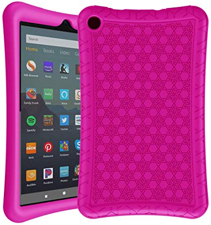 AVAWO Silicone Case for Amazon Fire 7 Tablet with Alexa (7th & 9th Generation, 2017 & 2019 Release - Anti Slip Shockproof Light Weight Protective Cover, Rose