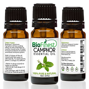 BioFinest Camphor Oil - 100% Pure Camphor Essential Oil - Premium Quality - Therapeutic Grade - Best For Aromatherapy - FREE E-Book (10ml)