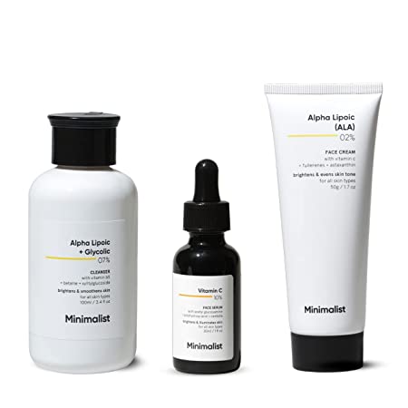 Minimalist Skin Brightening Kit | Skin Care Routine Kit For Women & Men | Face Wash, Serum & Face Cream Combo