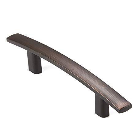 Cauldham 10 Pack Solid Kitchen Cabinet Arch Pulls Handles (3" Hole Centers) - Modern Curved Drawer/Door Hardware - Style M242 - Oil Rubbed Bronze
