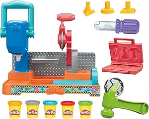 Play-Doh Banc à Outils Stamp N Saw, Jouet Créatif et Sensoriel avec Pâte à Modeler pour Enfants Dès 3 Ans, Idée Cadeaux de Noël pour Garçons et Filles