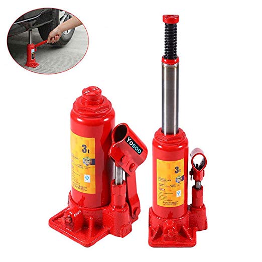 Bottle Jack, Heavy Duty 3 Tonne Hydraulic Bottle Jack Steel Lifting Jack for Car Van Boat Truck Caravan