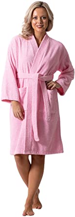 Luxurious Turkish Cotton Kimono Collar Super-Soft Terry Absorbent Bathrobes for Women