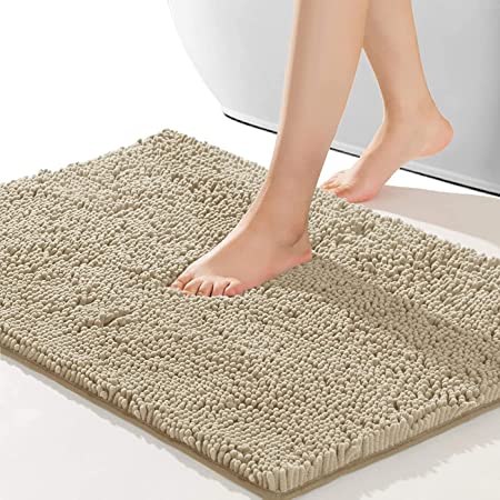 SONORO KATE Bathroom Rug,Non-Slip Bath Mat,Soft Cozy Shaggy Durable Thick Bath Rugs for Bathroom,Easier to Dry, Plush Rugs for Bathtubs,Water Absorbent Rain Showers and Under The Sink (Beige, 17"×24")