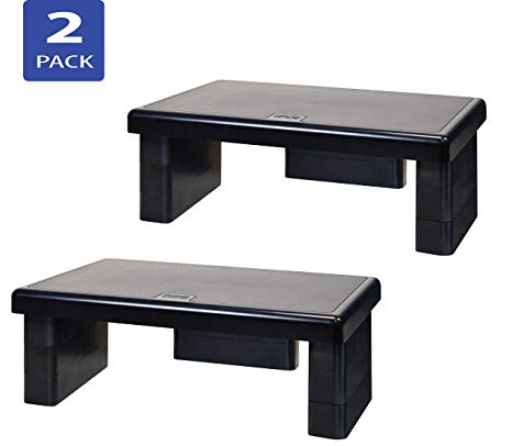 DAC STAX Adjustable, Stackable Desktop Computer Monitor Stand, Laptop Riser, Supports up to 66 Pounds, Medium Size, 2-Pack, for Dual Monitor Setup